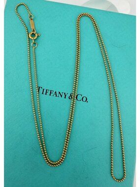Tiffany & Co. 18k 1mm Beaded Chain Necklace 24in 2.9g Retired Yellow Gold